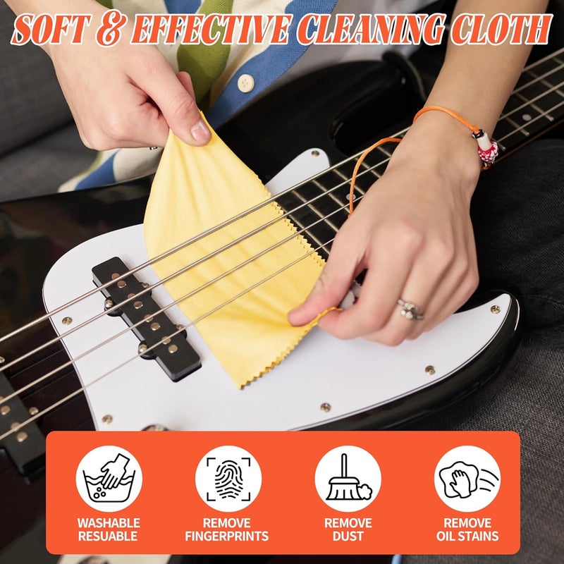 Bymore 9 Pack Guitar Cloths, 12"x12" Microfiber Flute Suede Cleaning Cloth for Musical Instruments Plush Polishing Cloths for Guitar Violin Piano Clarinet Trumpet Sax Universal - Image 3